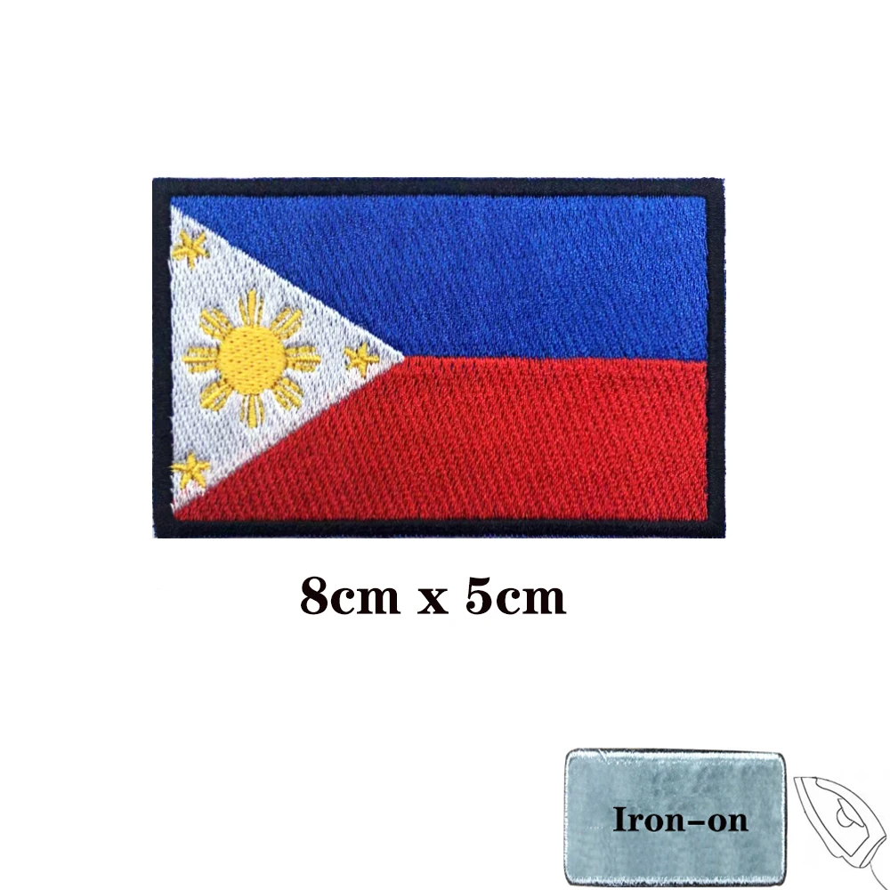 Philippine flag Patches Armband Embroidered Patch Hook & Loop Iron On Embroidery  Badge Military Stripe