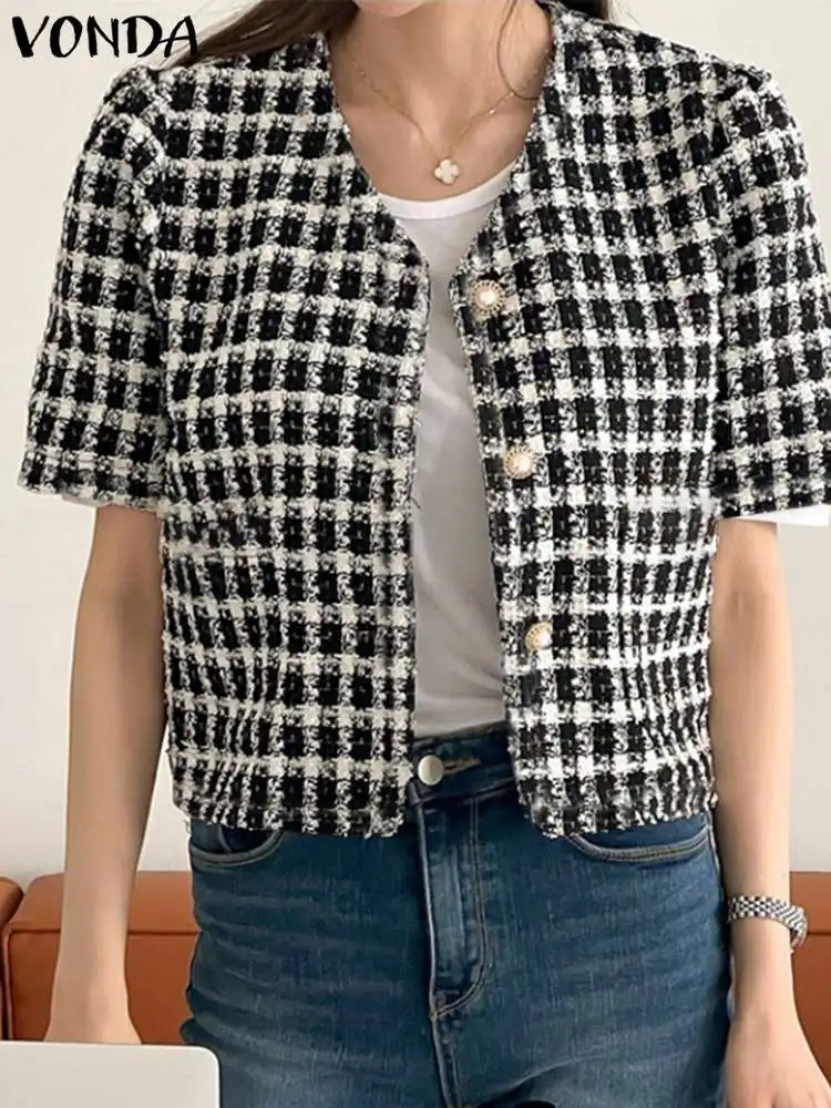 

Women Casual Blazer 2023 Sexy Short Sleeve V-Neck Streetwear Mini Coats Fashion Elegant Short Outwear OL Style Blazer Oversized