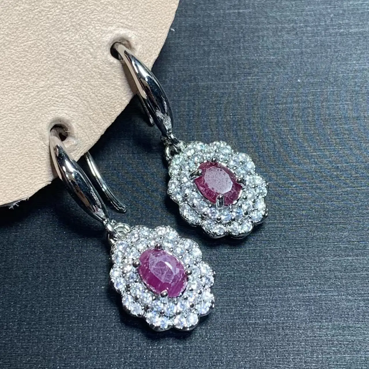 Natural Ruby Hoop Earrings For Women Stainless Steel Earrings Simple Fine Jewelry Stone Gemstone Classic Style Gift