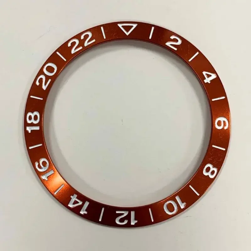 Aluminum Sloping Watch Bezel Insert with GMT Font, 38x30.5mm
