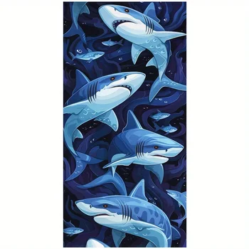 Cartoon Shark Beach Towel 1