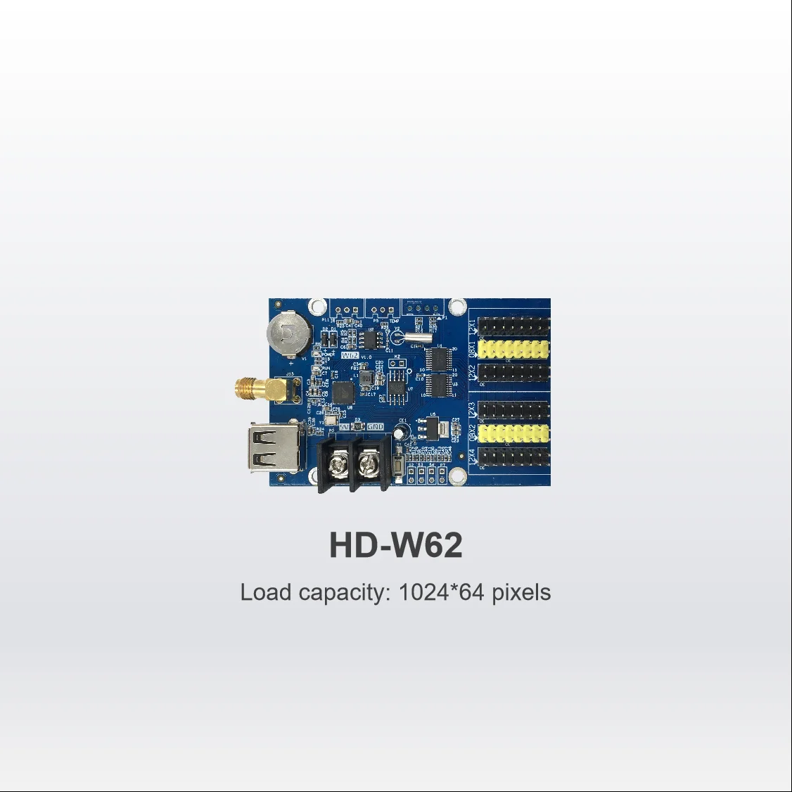 

Светодиодный дисплей Huidu HD-W62, одноцветная и двухцветная карта управления Wi-Fi, поддерживает беспроводную передачу с 1024*64 пикселями