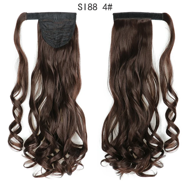My-Diva Long Straight Heat Resistant Synthetic Ponytail Hair Extension Wrap Around  Fake Hair Clip In Brown Pony Tail curls-4