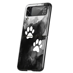 Cute Dog Paw Print Shockproof Phone Case - Black Hard Cover - Z Flip 3 (A1)