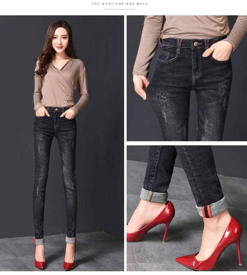 

Winter Warm Jeans Women 2022 High Waist Casual Velvet Lady Trousers Female Pantalon Denim Jeans for Women Pants Plus Size