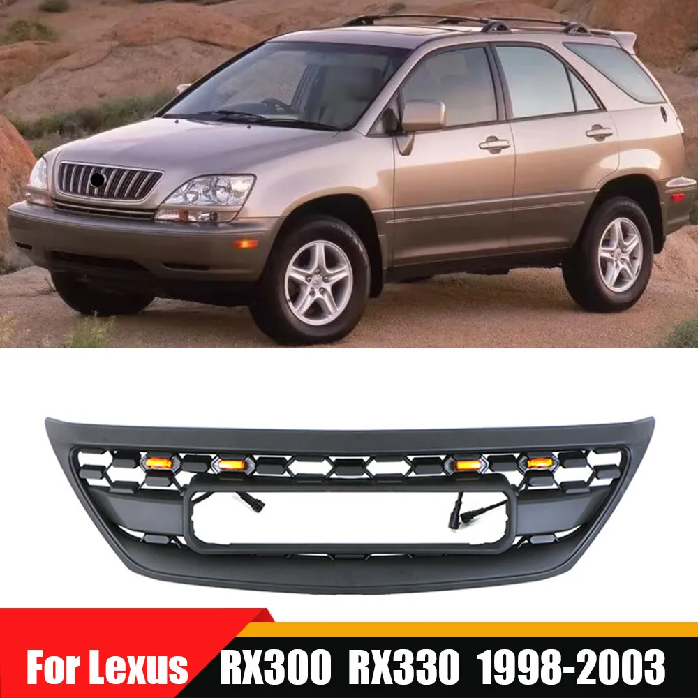 

ABS Front Bumper Grills Upgrade Racing Grille Radiator Grille With Letter Mesh Cover Grills For Lexus RX300 RX330 1998-2003