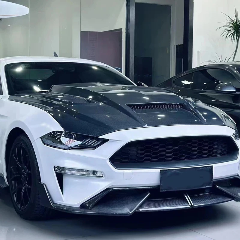머스탱 2018-2022 프론트 엔진 보닛 후드용 최고급 카본 파이버, 실제 차량에서 테스트 및 검증 완료.