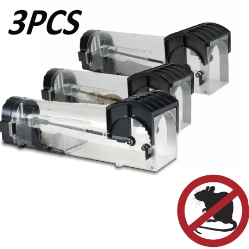 2pcs/3pcs Medium Plastic Mouse Trap Catch Mice Alive in Cage Multi Foot Pedal Reusable Indoor/Outdoor Mouse Trap