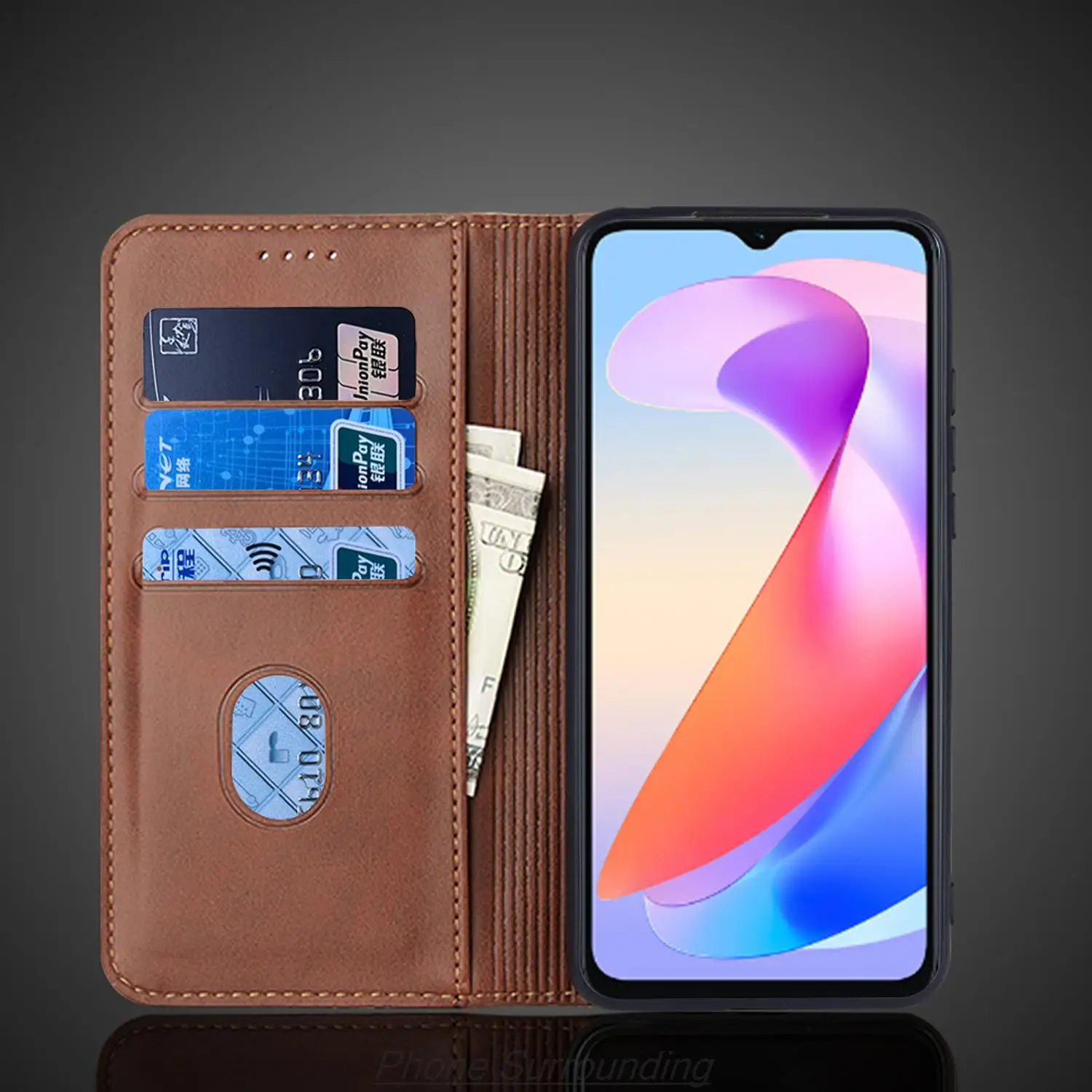 Atração Magnética Flip Leather Case para Huawei Wallet Case Titular do Cartão Coldre Honor X6a - Image 4