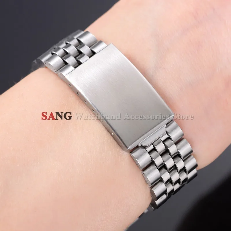 Silver Stainless Steel Curved Watch Strap - Fashion & Business Bracelet with Folding Buckle