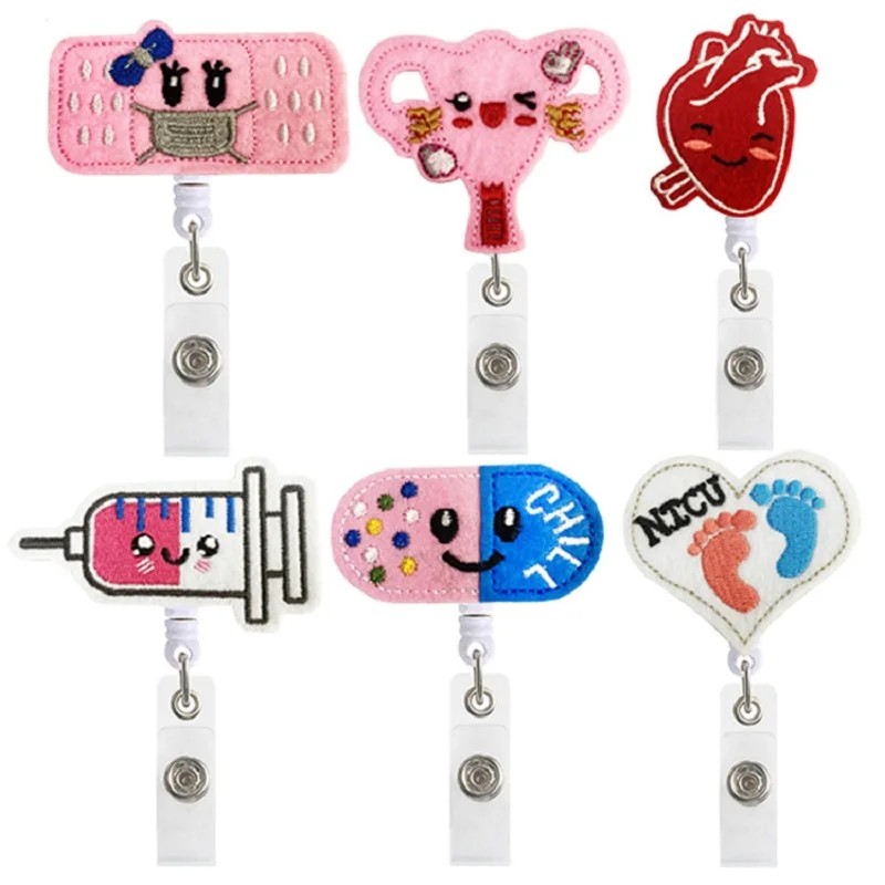 Embroidered Medical Supplies Cute Style Doctor Nurse Retractable Badge Reel  Card Holder Exhibition Enfermera Name Card Access - AliExpress