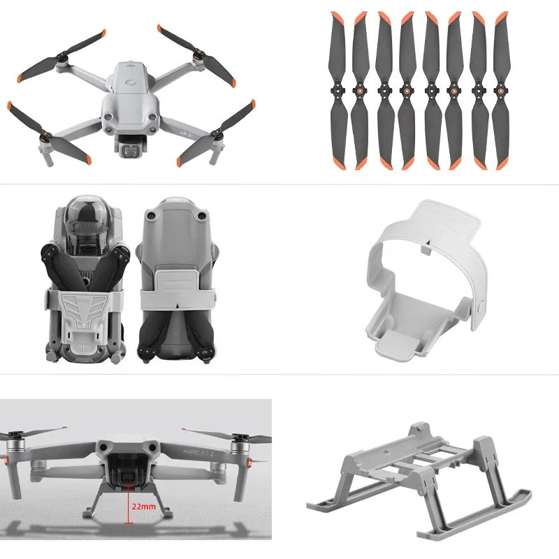 DR1 Propellers Voor DJI Mavic Air 2 - Stille Uitvoering - Quick-Release - Zwart/Zilver - Complete Set