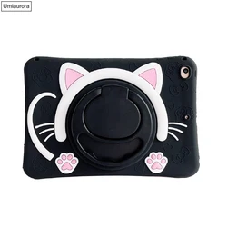 Children's Cartoon Unicorn Silicone Tablet Case with Stand for Mini 6 7 (8.3 inch) (02 360 Black Cat)