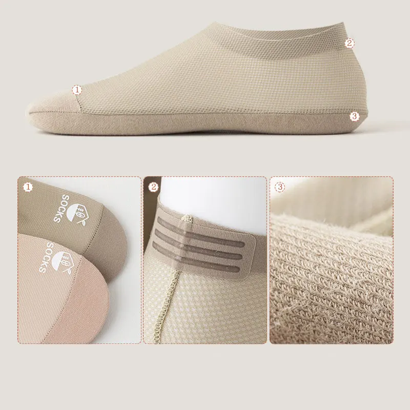 Mens Summer No-Show Socks - Thin Mesh Ankle Socks Sweat Absorbent Ultra-Thin Comfort