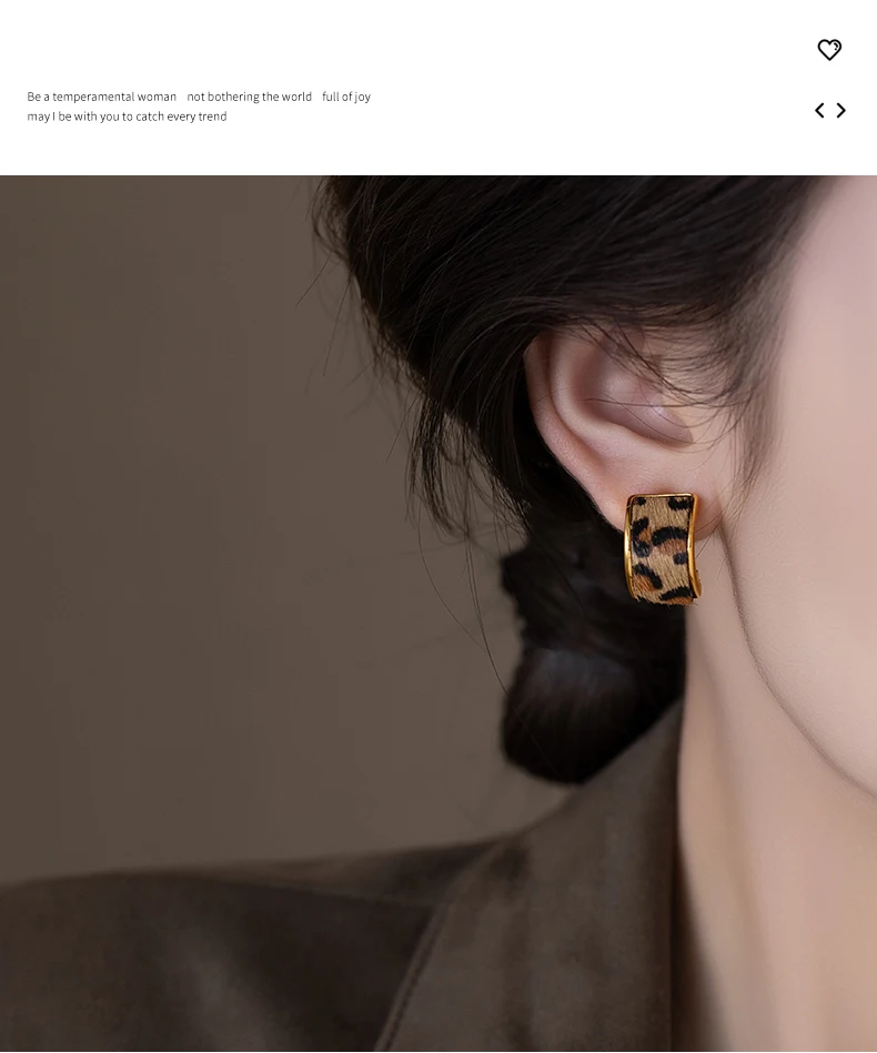 Light Luxury Leopard Print Metal C-shaped 2025 Women's Hanging Earrings Christmas Party Unusual Ear Accessories Trendy Jewelry