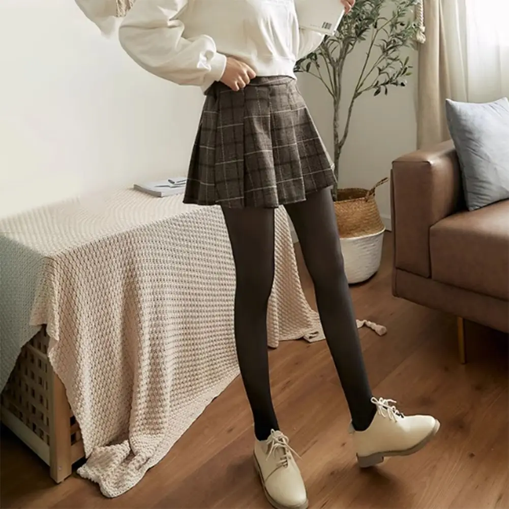 

Women Winter Thermal Underwear Bottom Thick Warm Thermal Leggings Fleece Tights Stretch Pantyhose Solid Soft Pajamas Homewear