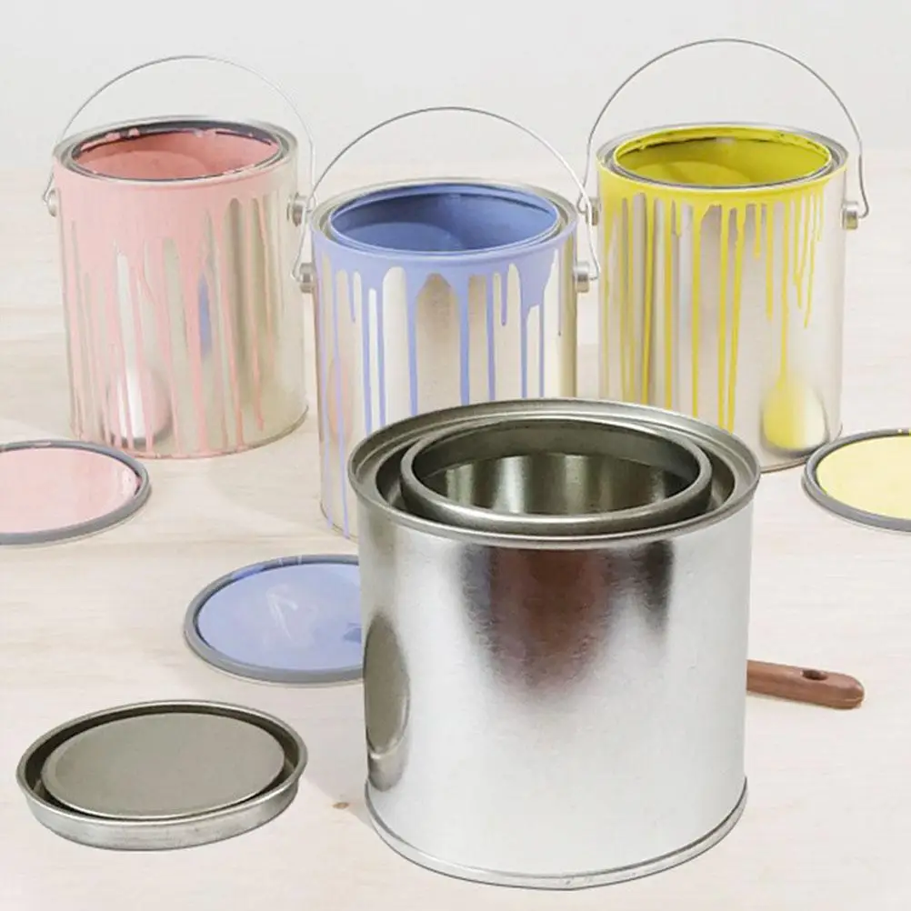 5 Pcs Metal Paint Can Tinplate Bucket Sealed Containers Multipurpose Storage Paint Buckets Empty Cans With Lids Pigment