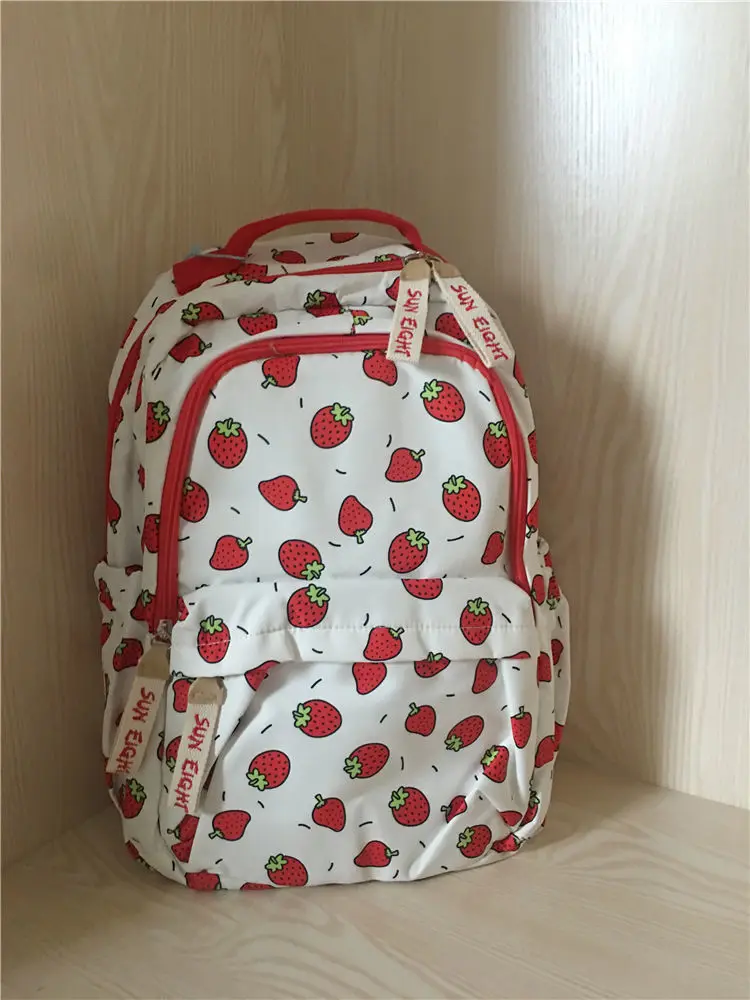 

Casual Kawaii Strawberry Print Backpack Preppy Style Big Capacity Handbag Fashion School Travel Backpack