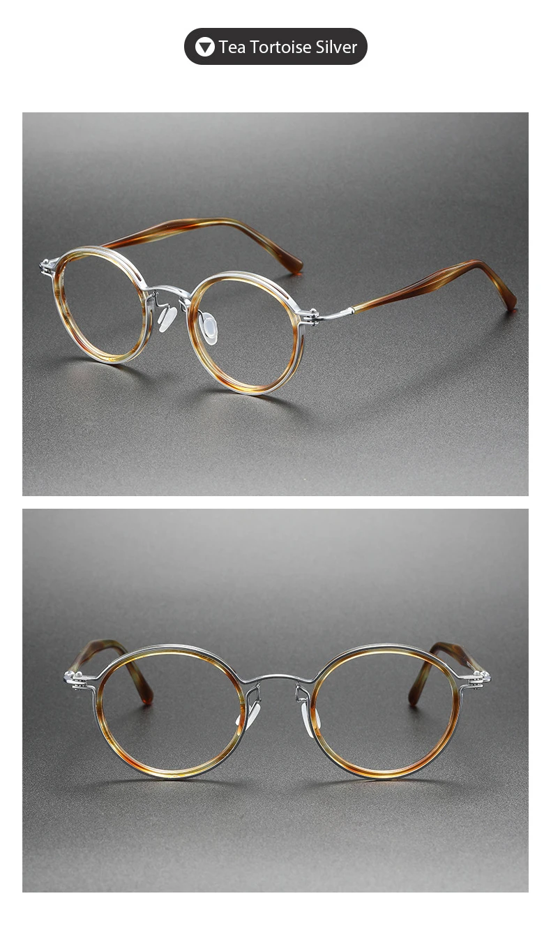 CLLOIO Retro Runde Reinem Titan Anti Blue Ray Lesebrille Männer Myopie Gläser Luxus Acetat Rezept Brillen Rahmen – Detail 19