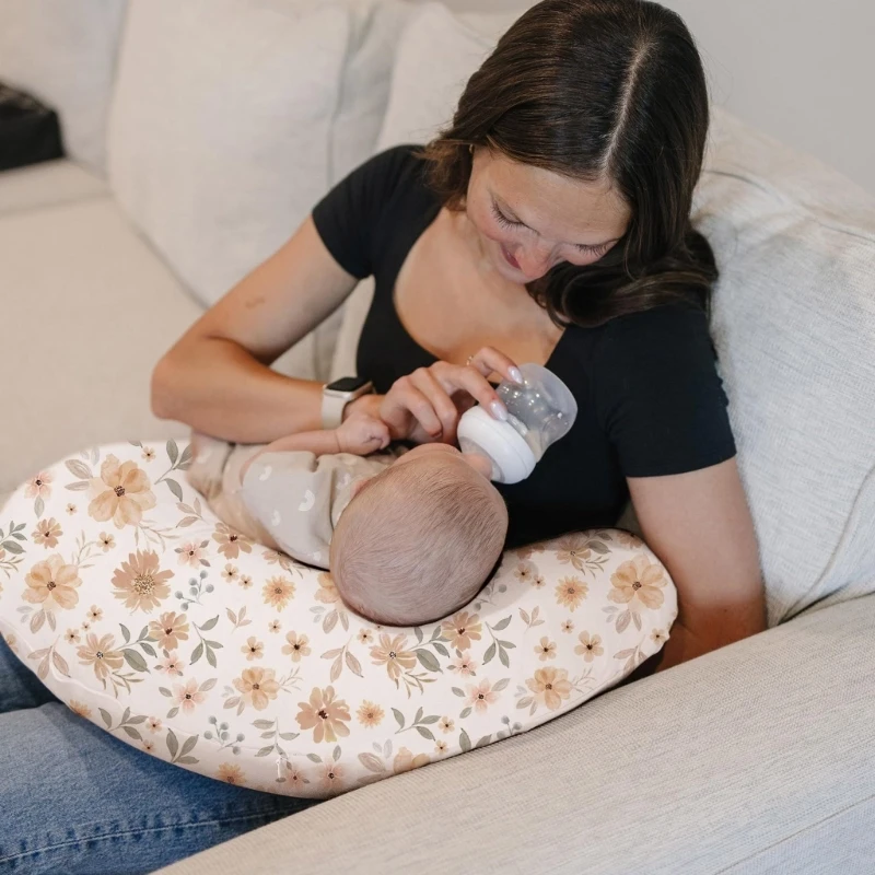 2 PCs Soft Cotton Vintage Floral Baby Nursing Pillow Covers Removable Replacement Baby Breastfeeding Pillowcases Pillowslips