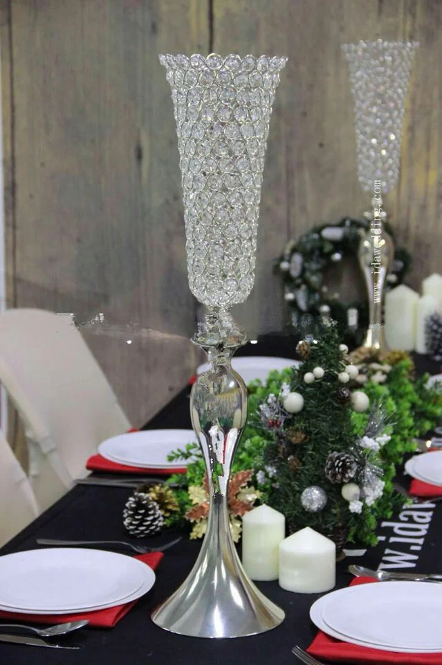 

crystal wedding centerpiece table flower vase wedding decoration trumpet vases gold silver flower ball stand senyu0800