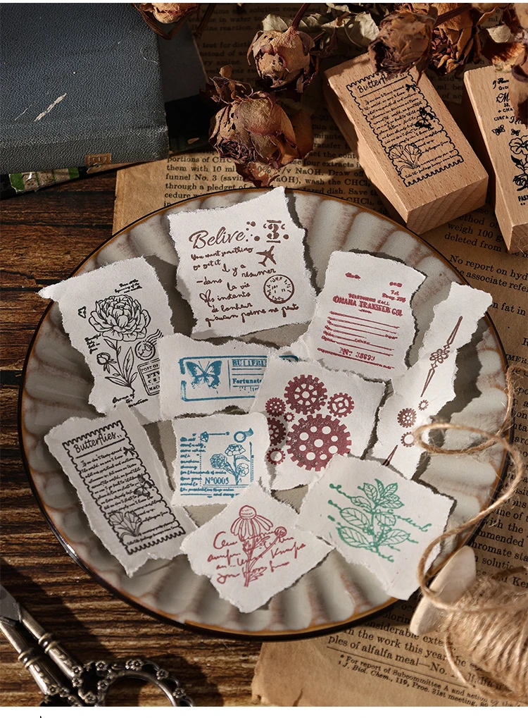 Journal GO 8 Stück/Set Twilight Mark Vintage Holzstempel für Journaling Scrapbooking Dekoration Karte Handwerk DIY Standard Stempelsiegel – Detail 11