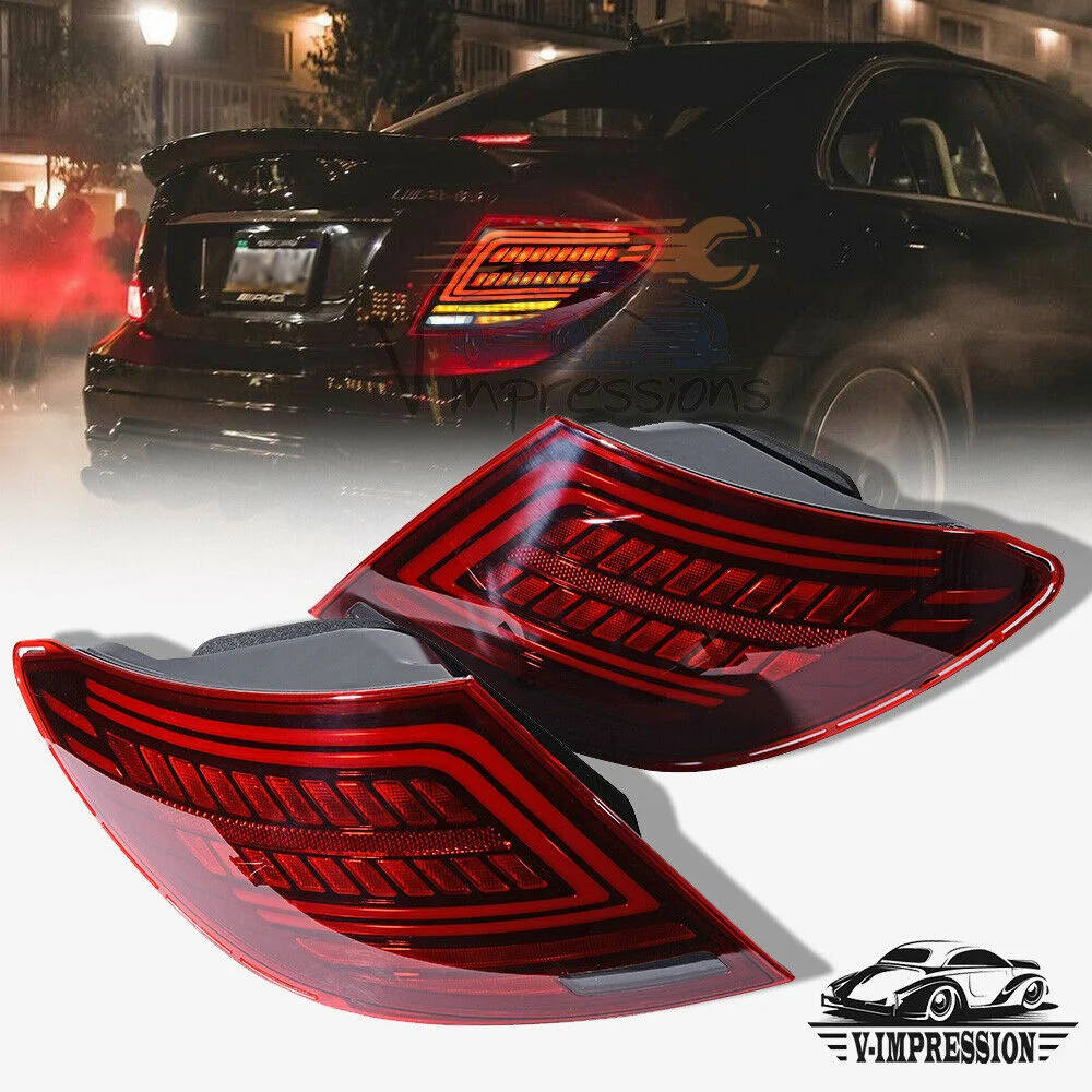 

LED Taillights Assembly for 2007-2014 Mercedes Benz C300 W204 C200 C180 C260 Sequential Turn Signals Dynamic Back Rear Lamp