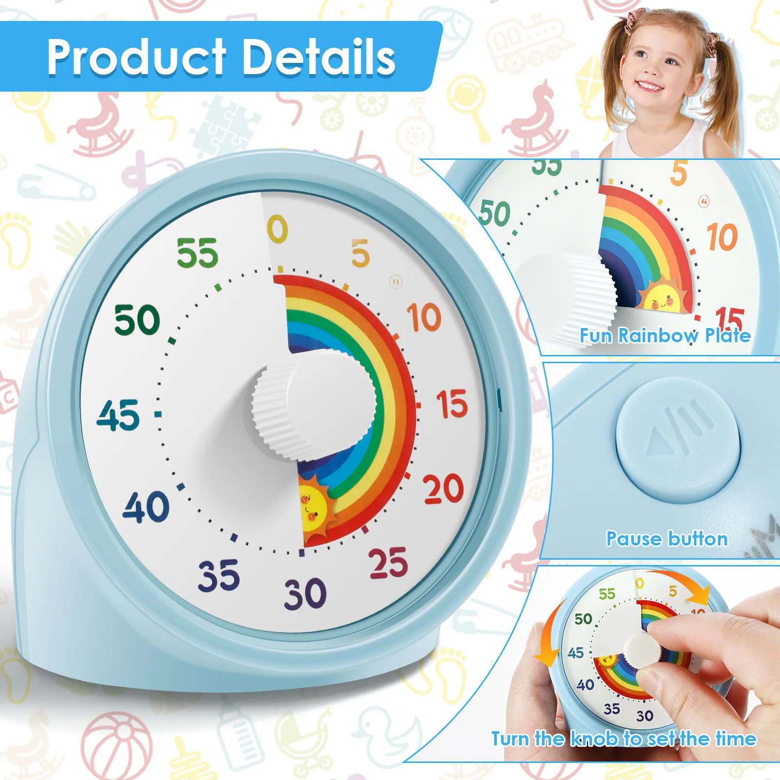 Mechanischer Küchentimer Für 60 Minuten - 6x6x2,5 Cm, Ohne Batterien, Für Kochen, Backen & Zeitmanagement