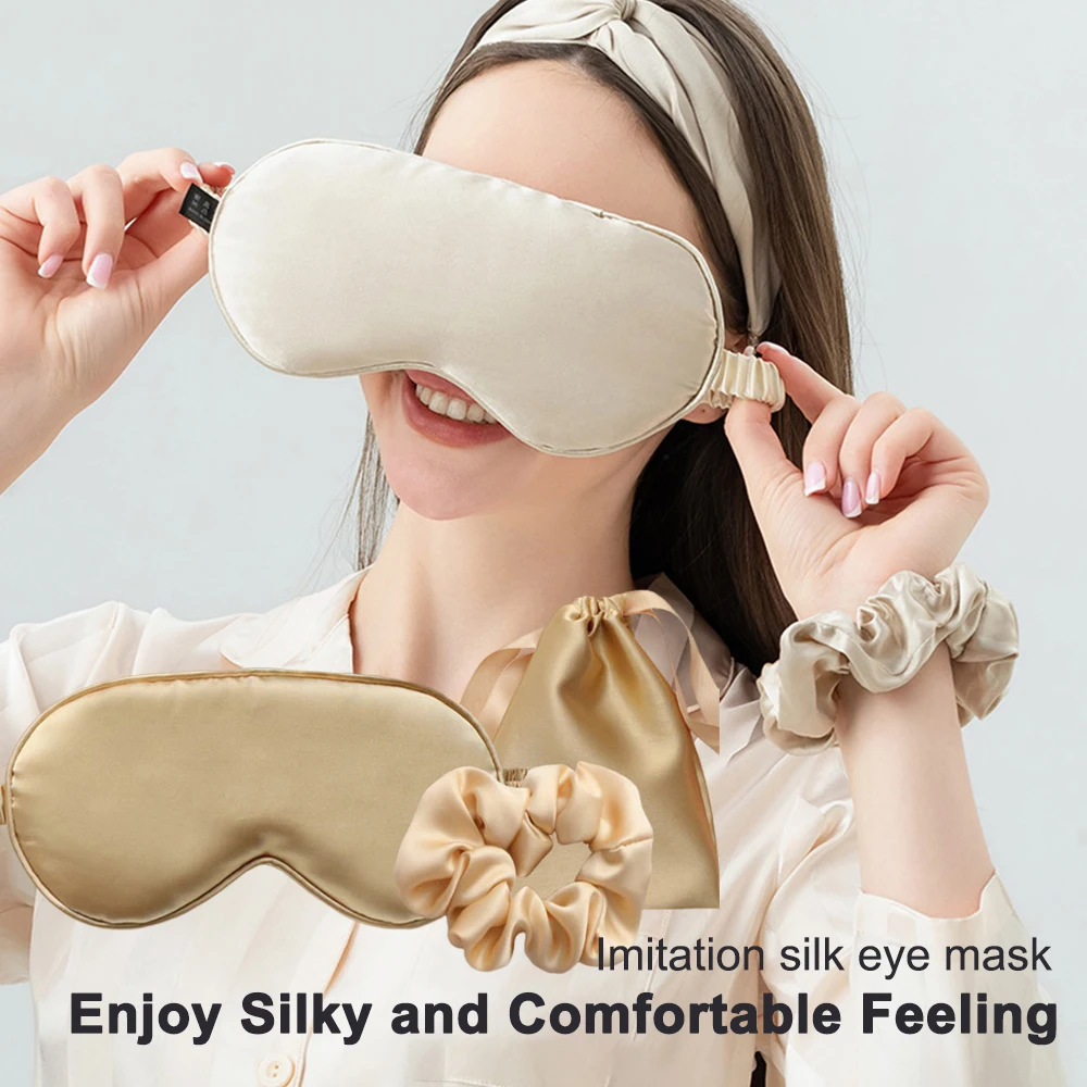 Sleeping Mask Silk Eye Night Mask Sleep Band Aid Eyes Cover Sort Patches for Women Blindfold Health Breathing Relax Nap Bandage