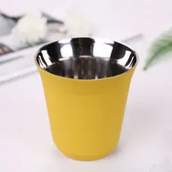 Insulated Double-Wall Stainless Steel Espresso Mug, 160ML - Textured Finish for Coffee, Milk, Water, and More (Yellow)
