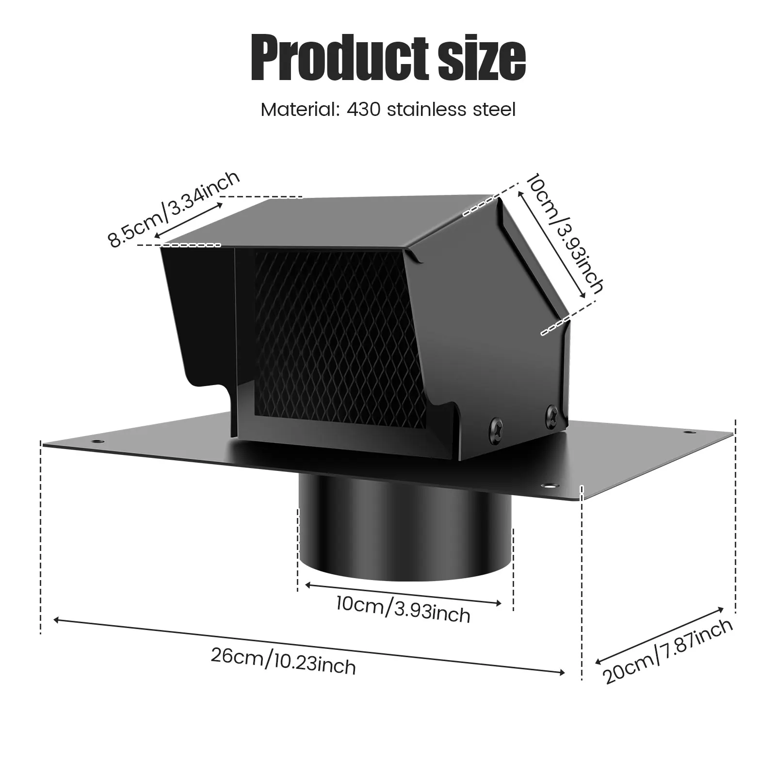 Roof Vent Cap 4 Inch 430 Stainless Steel Roof Dryer Vent Removable Exhaust Easy Install Dryer Cap Stable
