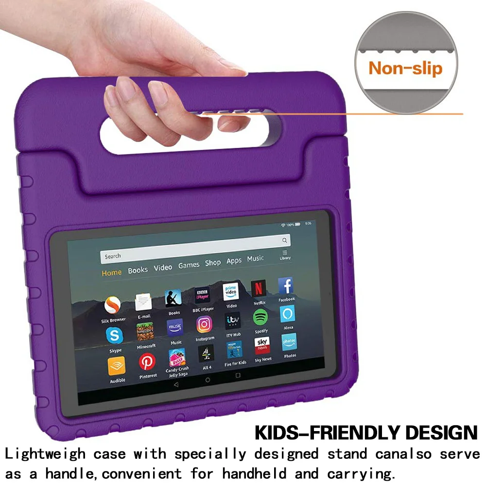 良品 Fire HD 8 第7世代 16GB キッズカバー(ブラック)付き 子供用タブレットプロテクションケース,2022,5番目,第7世代,HD 8