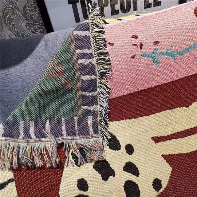 Textile City Ins 핑크 레오파드 야외 캠핑 매트, 홈 데코 태피스트리 던지기 담요, 피크닉 잔디, 해변 습기 방지 레트로 카펫