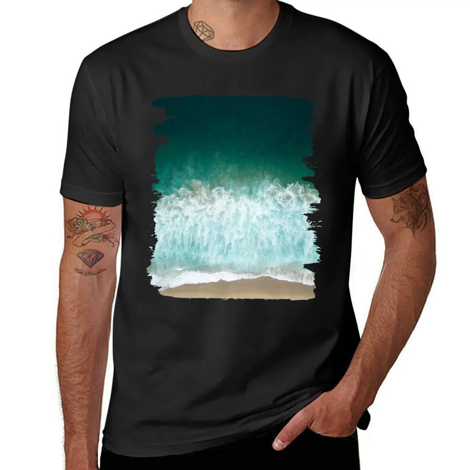 

Blue Ocean Waves Summer Holiday T-shirt cute clothes graphics plain heavyweight t shirts for men