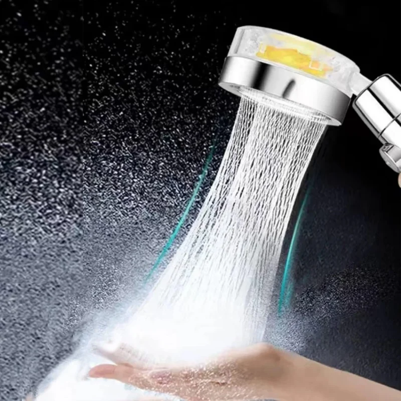 New High Pressure Shower Head Twin Turbocharged Shower Head Handheld Turbo Fan Propeller Shower One-key Stop Massage Showerhead 6