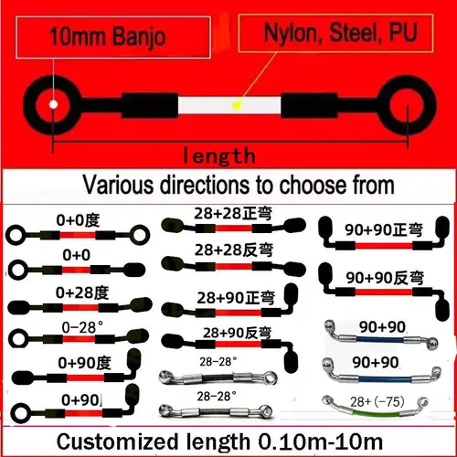 Universal Motorcycle Stainless Steel Braided Brake Hose AN3 Reinforced Front Rear Hydraulic Scooter Brake Clutch Pipe M10 Banjo - Image 3