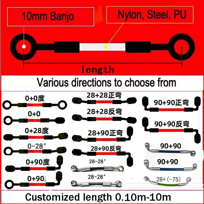 Universal Motorcycle Stainless Steel Braided Brake Hose AN3 Reinforced Front Rear Hydraulic Scooter Brake Clutch Pipe M10 Banjo - Image 3