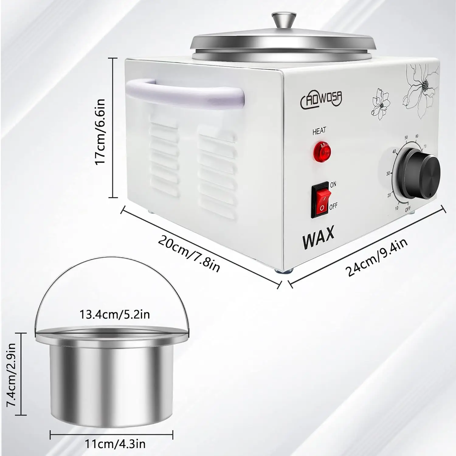 Electric Wax Heater Machine for Hair Removal, Large Wax Pot Paraffin Facial Skin Body SPA Salon E