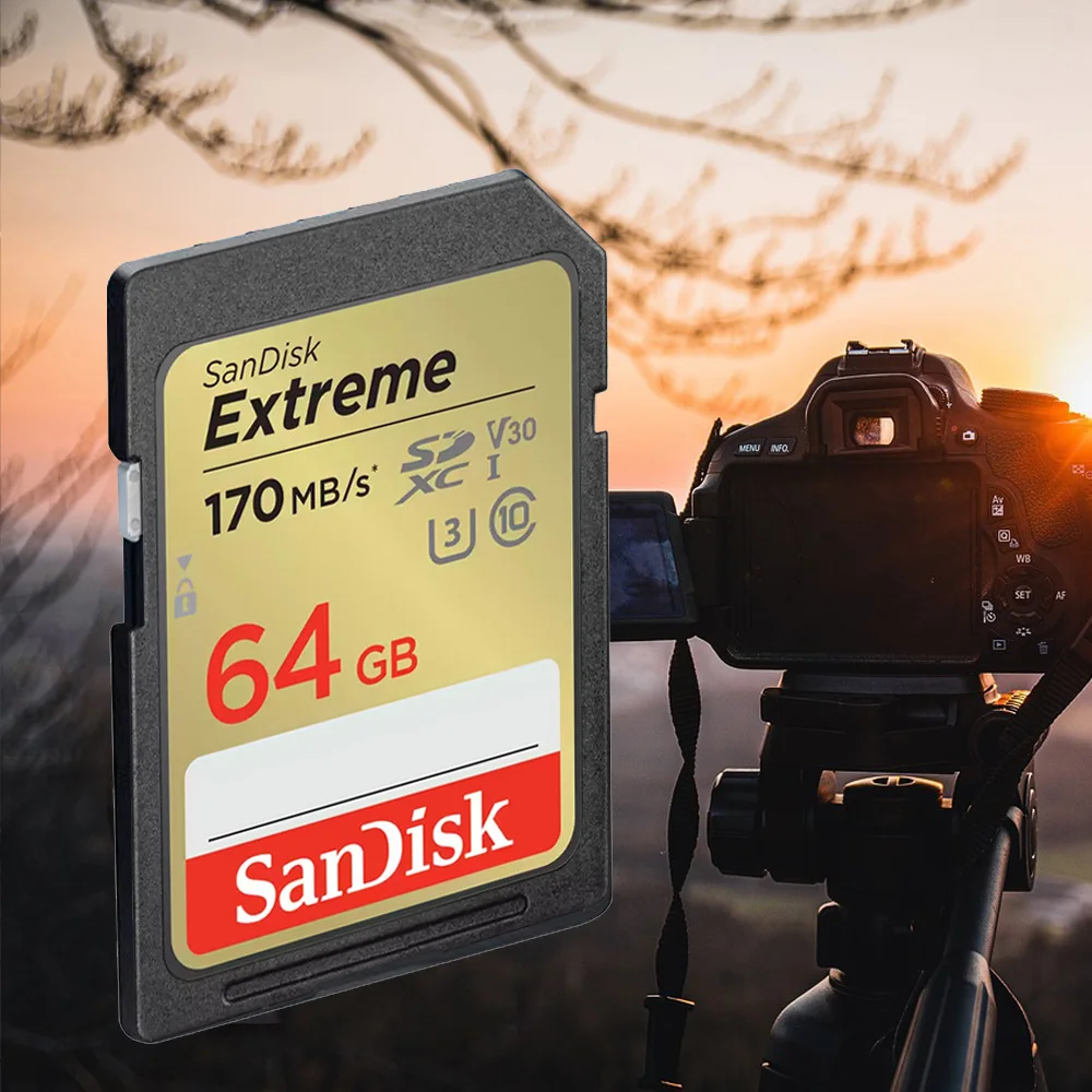 샌디스크 울트라/익스트림/익스트림 프로 SD 카드 32GB SDHC UHS-I 64GB/128GB 256GB SDXC UHS-I 풀 사이즈 SD 카드 (카메라용, 풀 HD 비디오 지원)