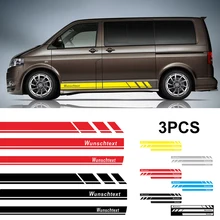 

3PCS Compatible with VW Wunschtext T5 T6 Car Graphics Vinyl Stickers Door Side Skirt Decals Auto Body Decor Styling Accessories