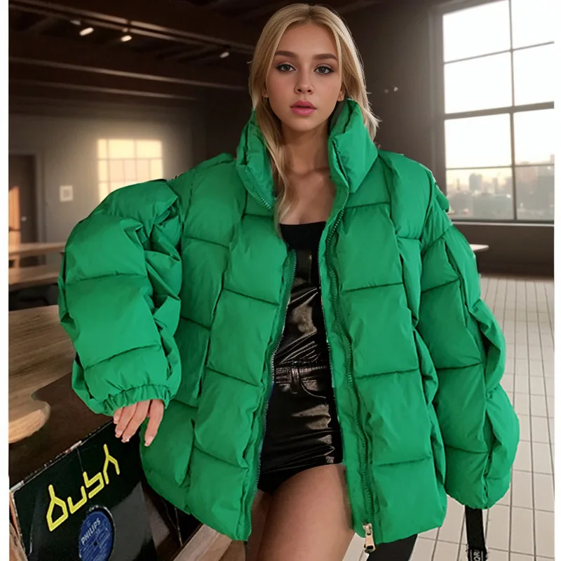 

Winter New Three-dimensional Woven Fashionable Cotton Parkas Trend Warmth Preservation Men and Women's Same Down Cotton Jacket