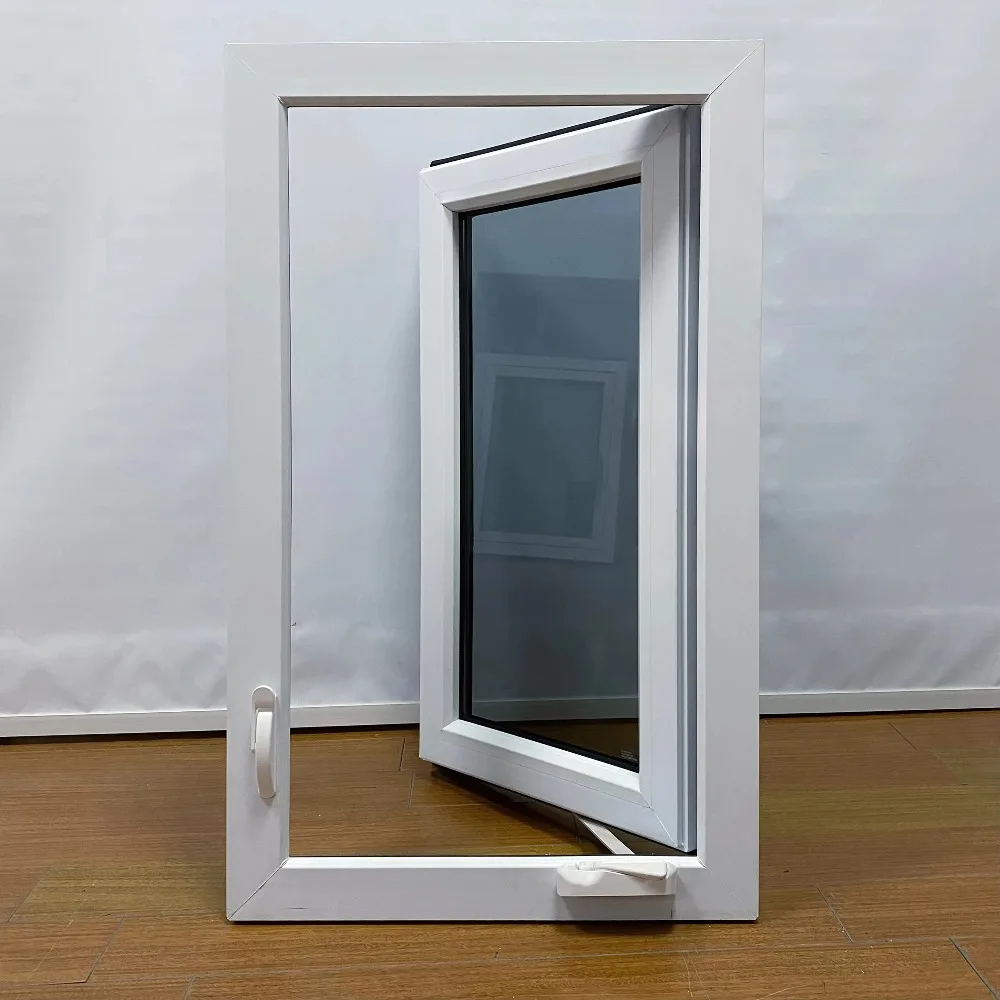 Tamanho personalizado América projetam janelas Upvc janela de batente de PVC de balanço com revestimento duplo