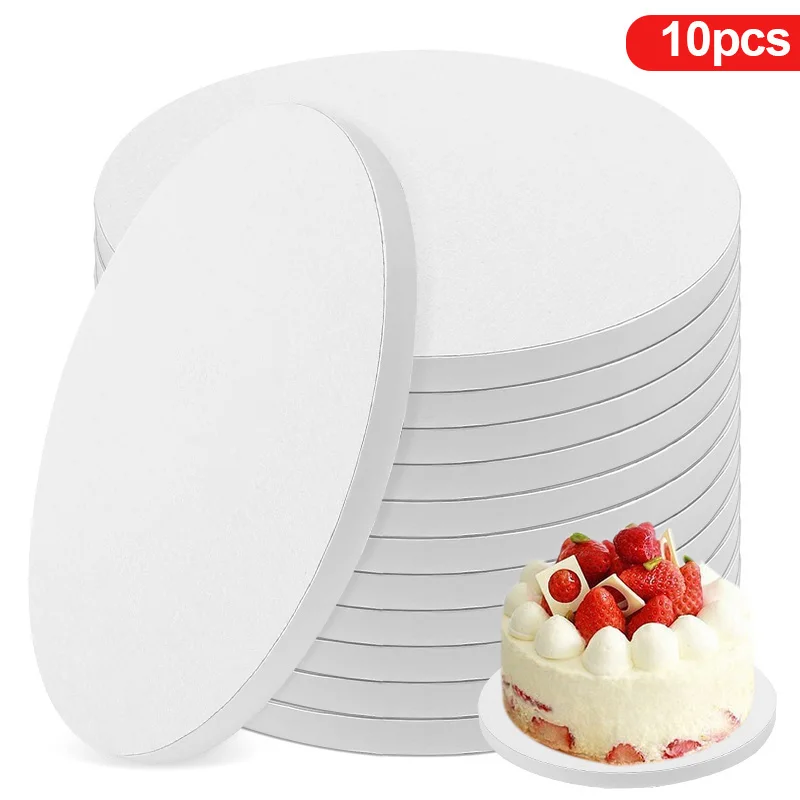 Thin Cake Boards For Stacking 8 Pcs Cake Boards 10 Inch Round, Food-Grade White Cake Cake Board 7 Inch Round