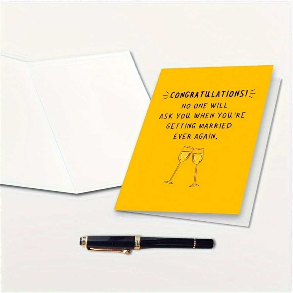 1pc，Funny Wedding Card, Congratulations Engagement Card, Bridal Shower Bachelorette Party, No One Will Ask You When You're