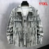 Vintage Gradient Tie-dyed Denim Jacket Men 11XL Plus Size Jean Jackets Coats Male Spring Autumn Cargo Denim Coat Big Size 11XL 1