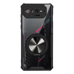 Magnetic 360° Rotating Phone Case with Graphene Heat Dissipation and Transparent Design for ASUS ROG 6 pro (Black)
