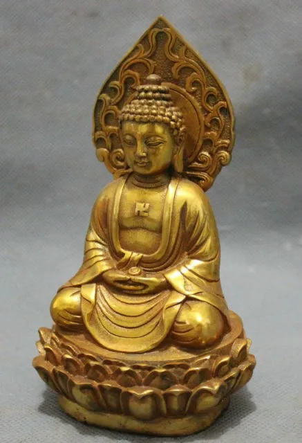 

decoration Pure Copper ornam factory Pure Brass Antique gold-plated brass pray bless shakyamuni Buddha Statue / Height: 5.5inch