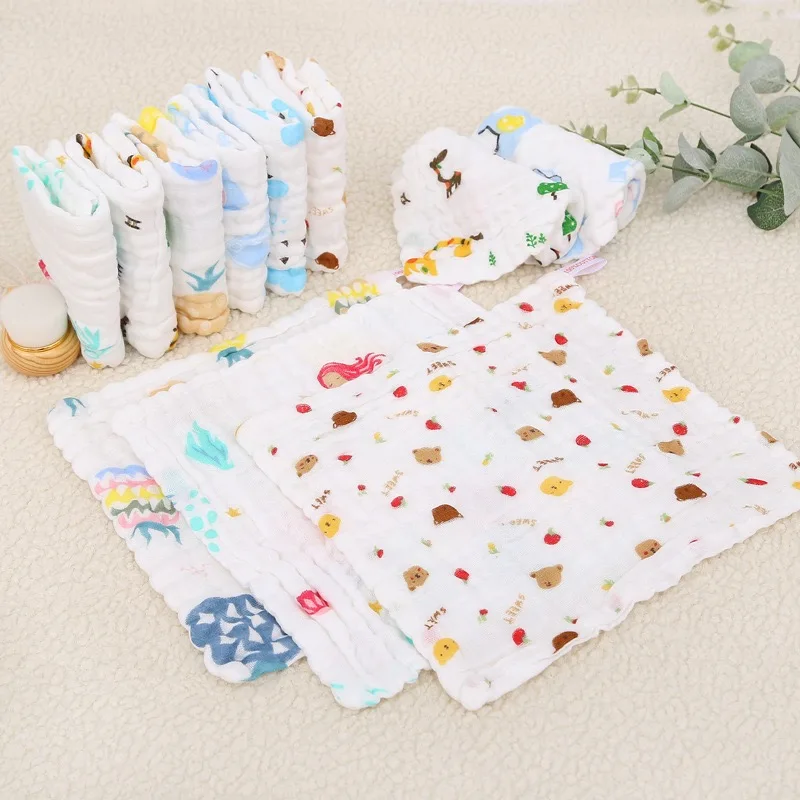 5pcs Muslin 6 layers Cotton Soft Baby Towels Baby Face Towel Handkerchief Bathing Feeding Face Washcloth Wipe burp cloths