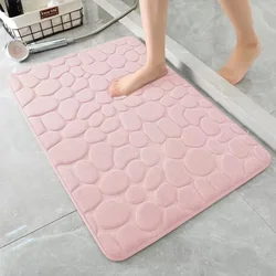 1pc Bath Mat Embossed Cobblestone Coral Velvet Floor Mat Door Mat Toilet Bathroom Absorbent Memory Foam Pad Carpet Wholesale