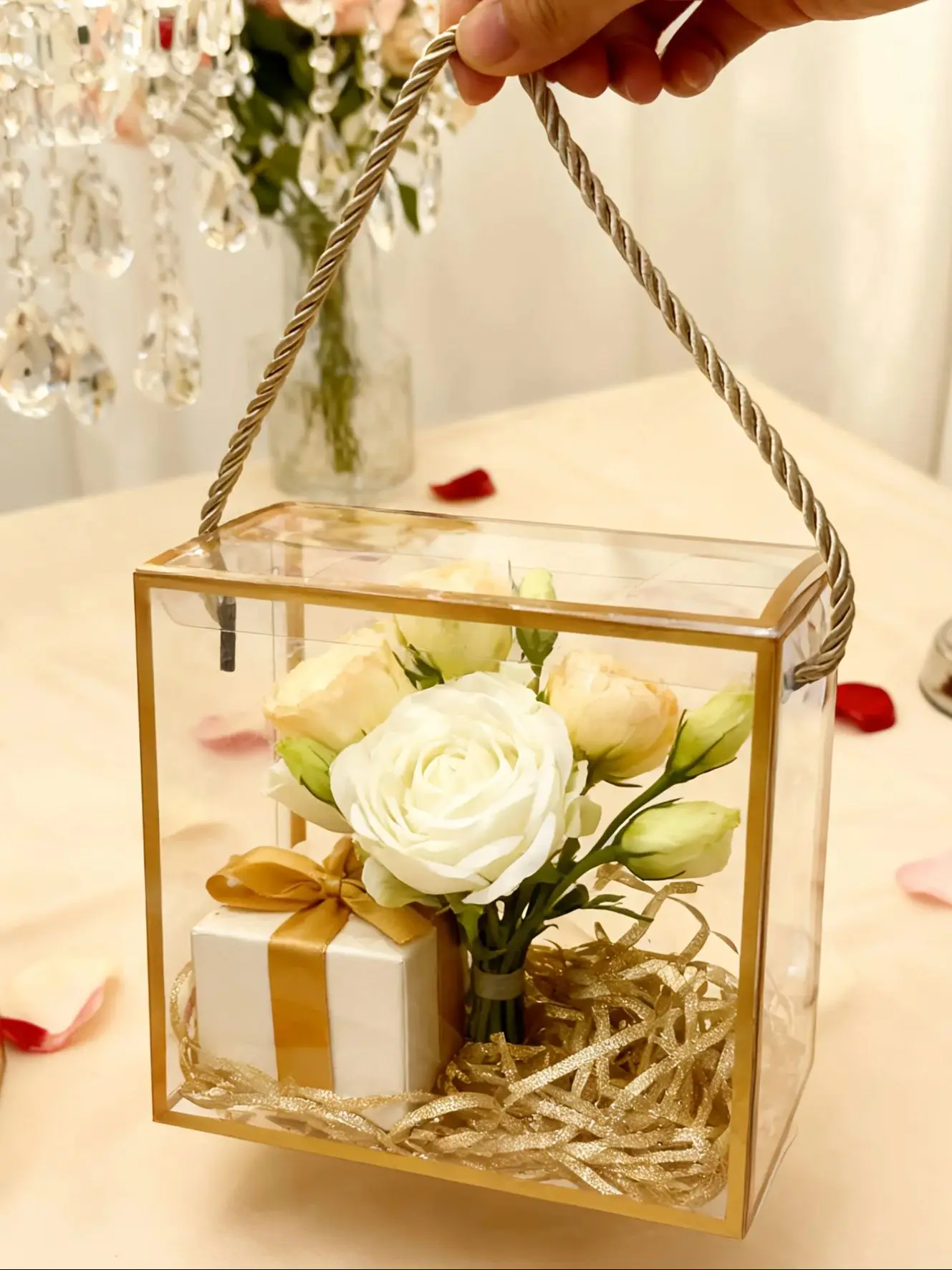 10 große Geschenkboxen aus PVC-Kunststoff mit Griffen und laminiertem Design, perfekt für Weihnachten, Hochzeiten, Geburtstage und Partys. – Detail 3